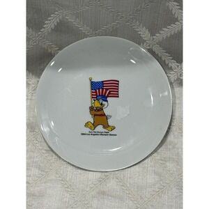 1984 Los Angeles XXIII Olympiad Sam The Olympic Eagle Plates Torch and USA Flag